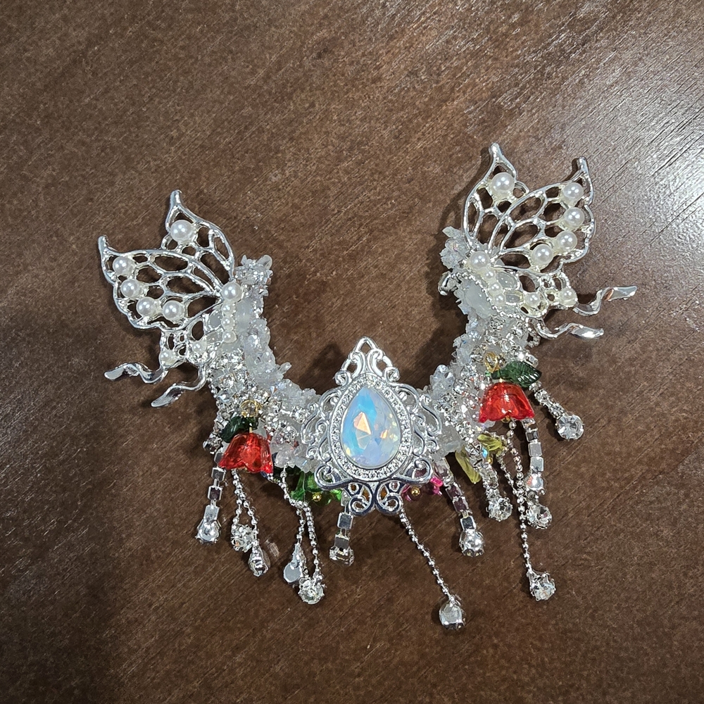 Elegant Silver and Red Decorative Super Moon Bead / Ornament